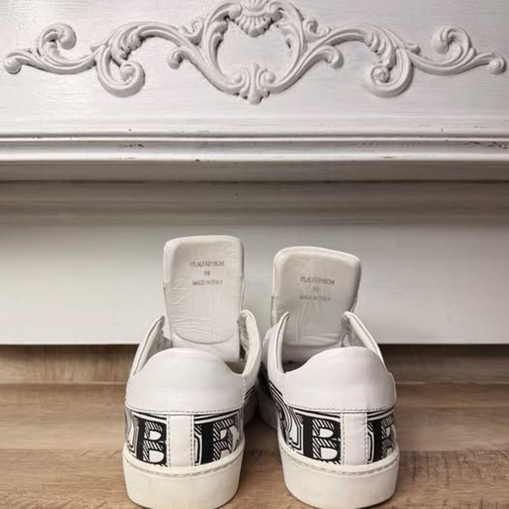 Burberry Albert Doodle Logo Leather Sneakers - Picture 8 of 9